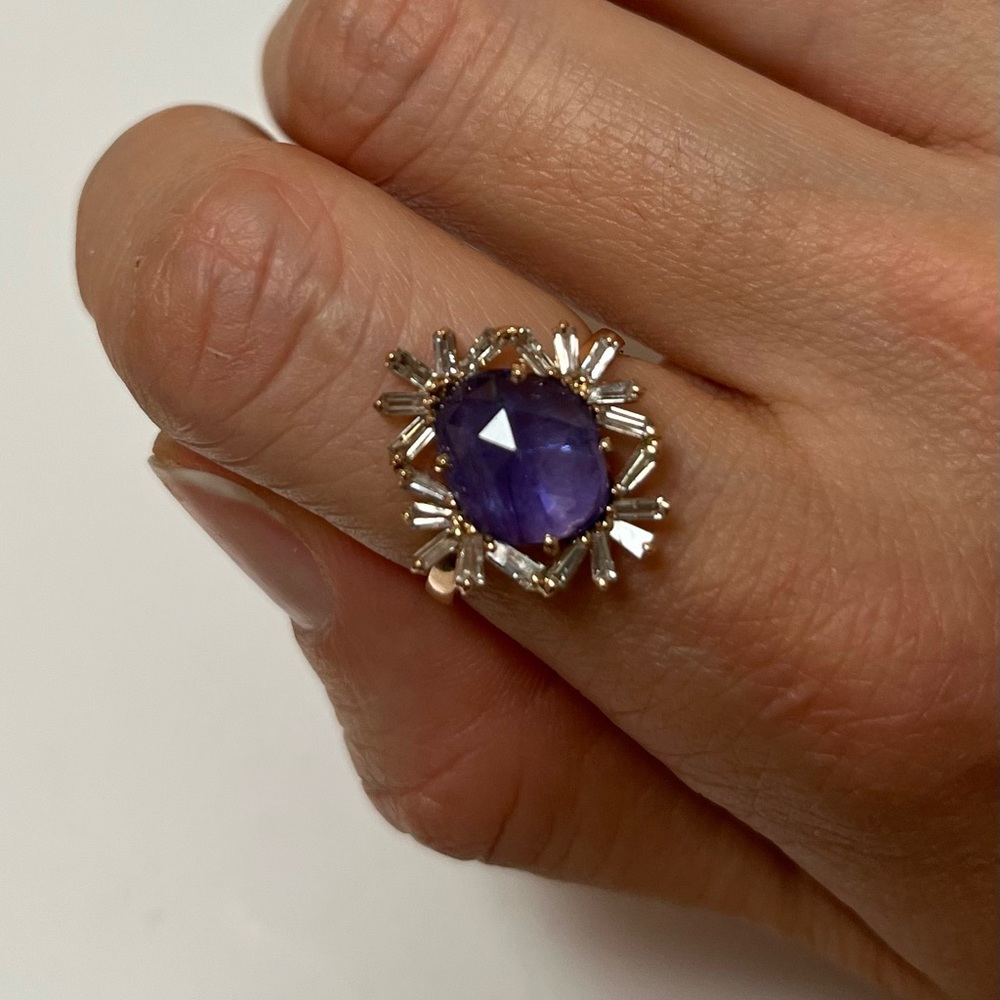 14k rose gold tanzanite and diamond ring